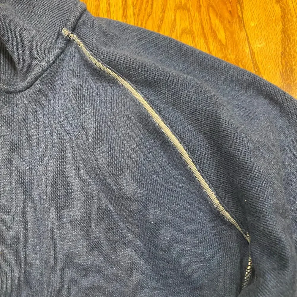 L.L. Bean 1/4 Zip‎ Pullover Sweater Jacket Traditional Fit Blue Large